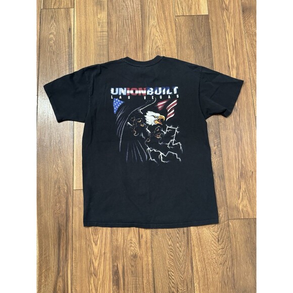 Vintage 90s Union Built Graphic Eagle American Flag Single Stitch T-Shirt XL USA - Picture 1 of 6